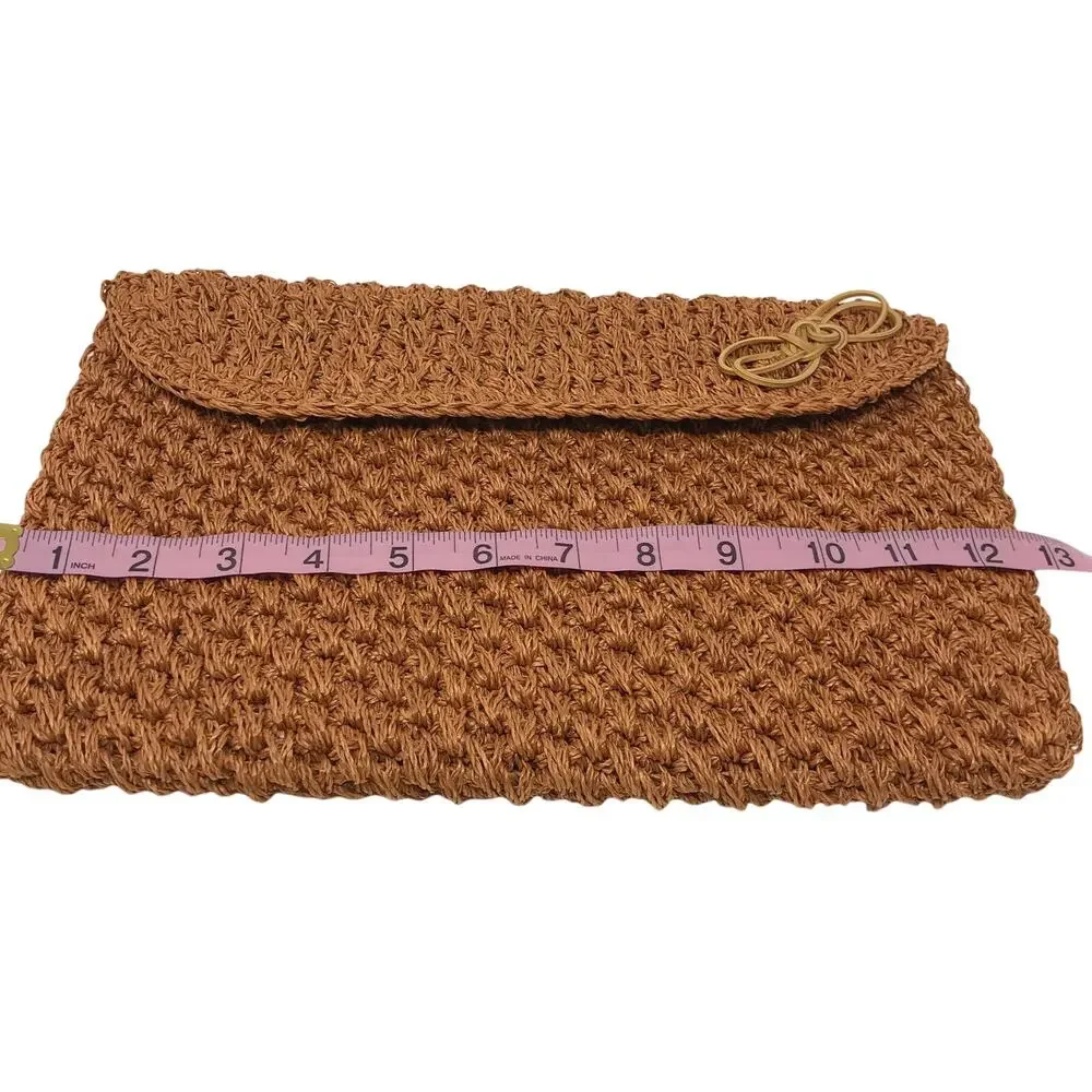 genie Vintage Rust Woven Straw Clutch Envelope Style